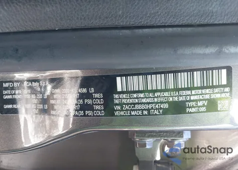 2017 Jeep Renegade Latitude 4X4 z USA, uszkodzony, nr VIN ZACCJBBB0HPE47499